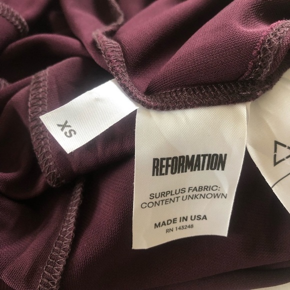 Reformation Long Sleeve Plunging Neckline Sz XS Faux Wrap Dress In Aubergine - Picture 7 of 16